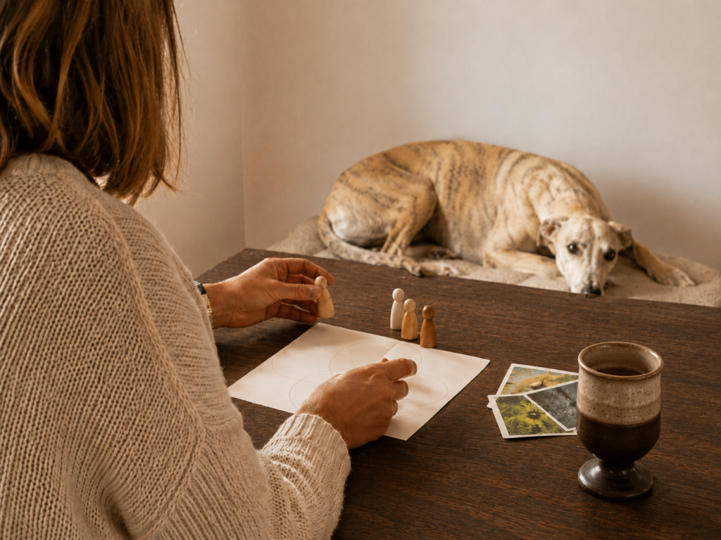 Werkwijze volwassenen poot voor poot met therapiehond
